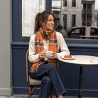 Edinburgh Cashmere Premium Lightweight Scarf - Ultra-Soft Luxury Wrap - Stewart Bright Orange - Heritage Of Scotland -