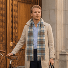 Edinburgh Cashmere Premium Lightweight Scarf - Ultra-Soft Luxury Wrap - Stewart Muted Blue - Heritage Of Scotland -