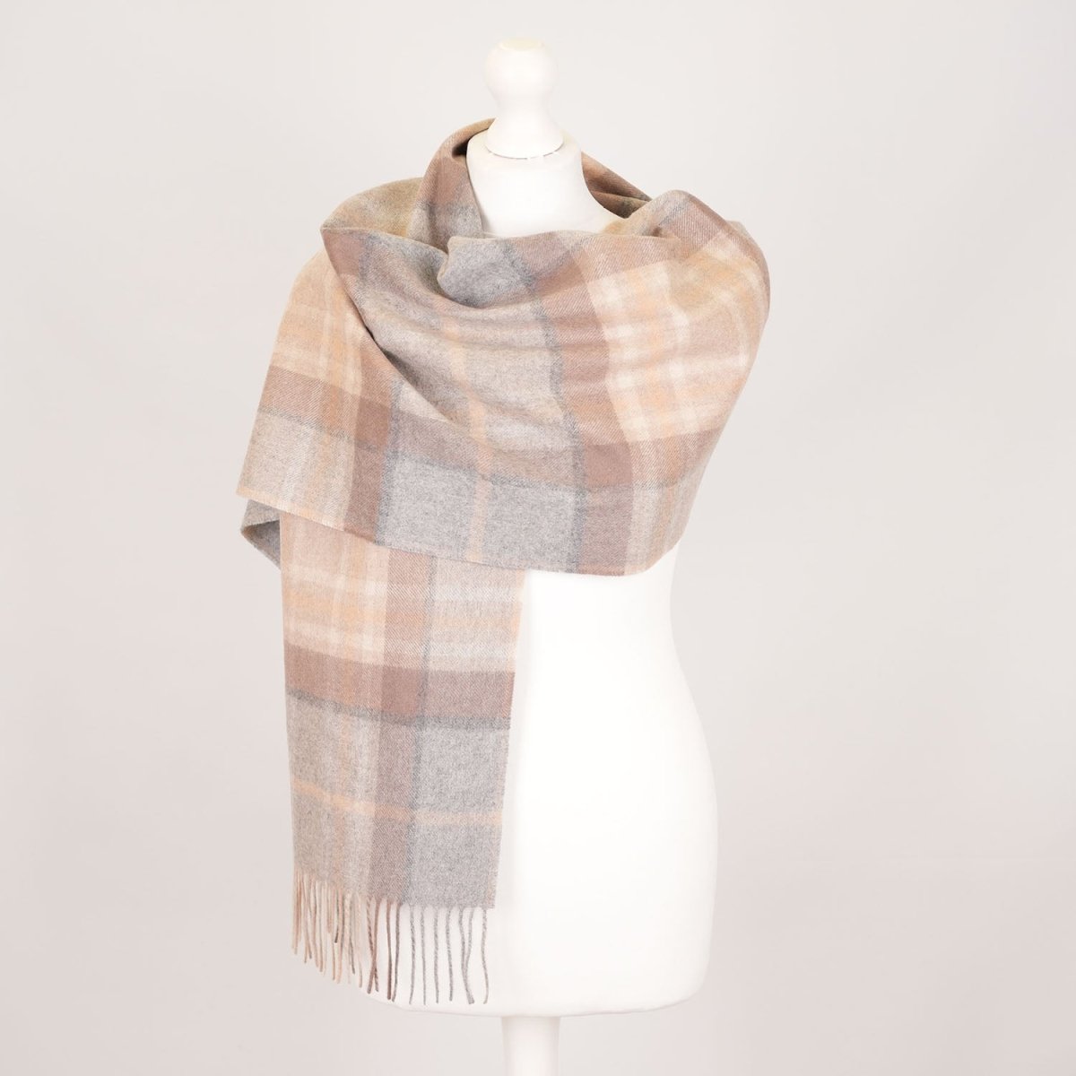 Edinburgh Cashmere Premium Lightweight Scarf - Ultra-Soft Wide Wrap - Mackellar Natural - Heritage Of Scotland -