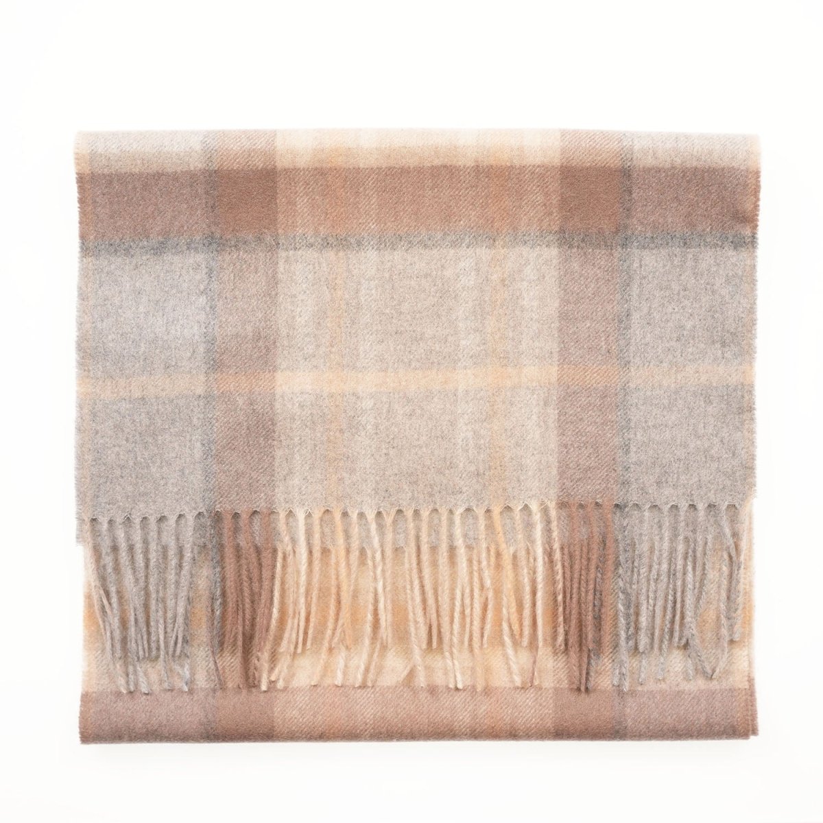 Edinburgh Cashmere Premium Lightweight Scarf - Ultra-Soft Wide Wrap - Mackellar Natural - Heritage Of Scotland -