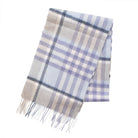 Edinburgh Cashmere Scarf Chequer Tartan - Glacier/Light Grey - Heritage Of Scotland -