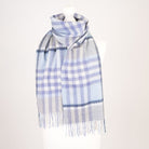 Edinburgh Cashmere Scarf Chequer Tartan - Glacier/Light Grey - Heritage Of Scotland -