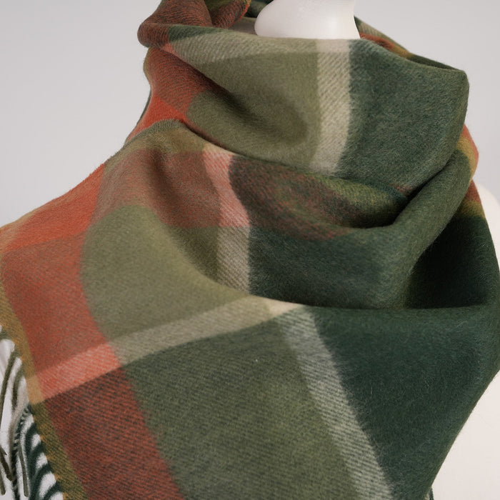 Edinburgh Cashmere Scarf Tartans and Checks - Heritage Of Scotland - BAGSHAW CHECK GREEN