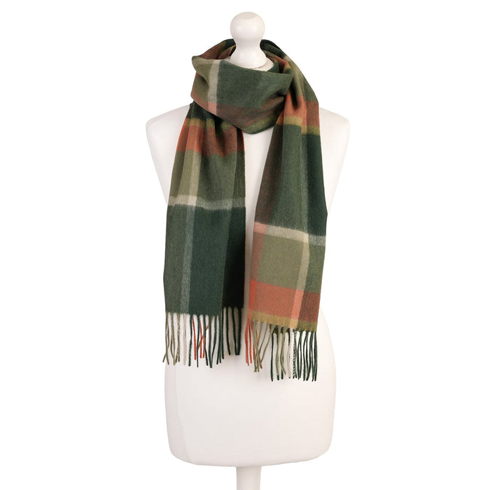 Edinburgh Cashmere Scarf Tartans and Checks - Heritage Of Scotland - BAGSHAW CHECK GREEN