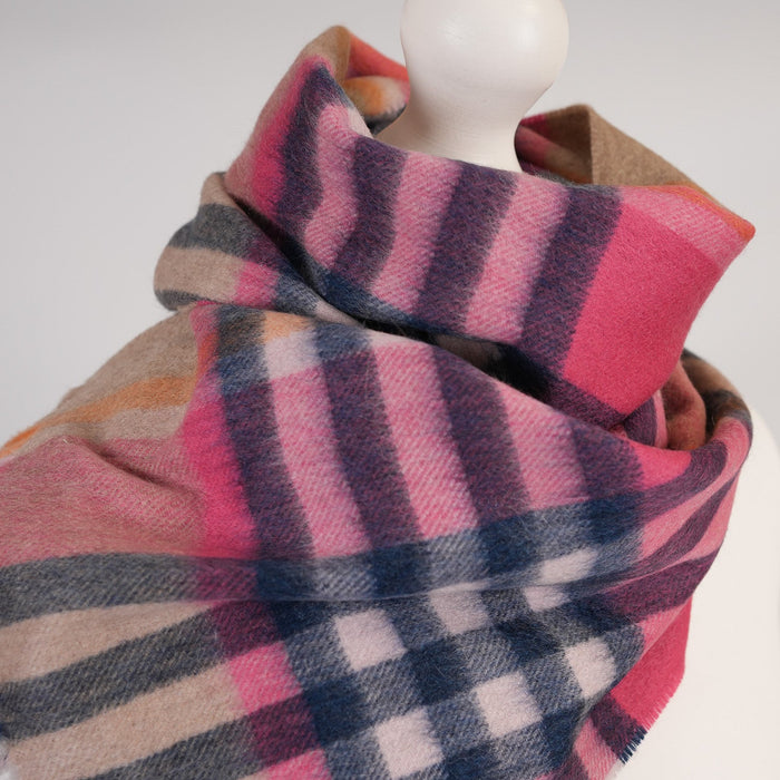 Edinburgh Cashmere Scarf Tartans and Checks - Heritage Of Scotland - CHEQUER TARTAN ASTRAL RASPBERRY