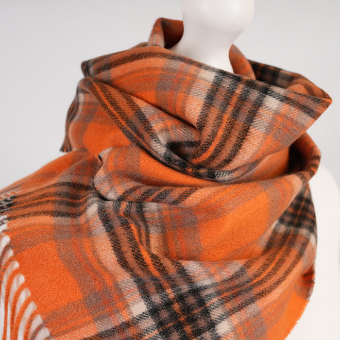 Edinburgh Cashmere Scarf Tartans and Checks - Heritage Of Scotland - STEWART BRIGHT ORANGE