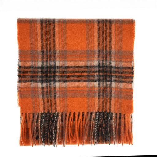 Edinburgh Cashmere Scarf Tartans and Checks - Heritage Of Scotland - STEWART BRIGHT ORANGE