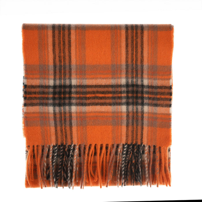 Edinburgh Cashmere Scarf Tartans and Checks - Heritage Of Scotland - STEWART BRIGHT ORANGE