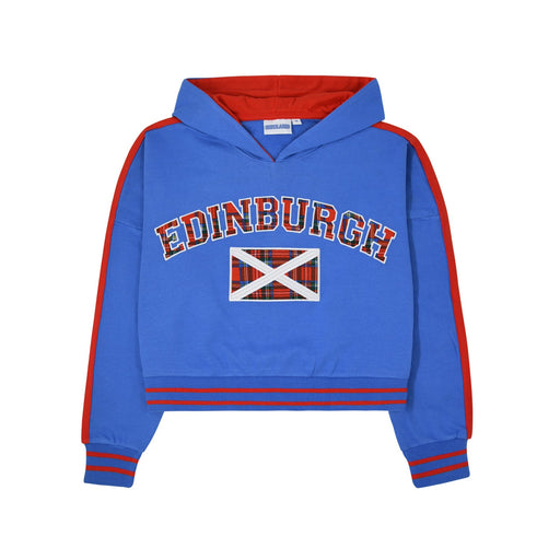 Edinburgh Flag Crop Hoodie - Heritage Of Scotland - BLUE