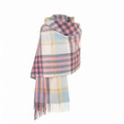 Edinburgh Lambswool Chequer Tartan Stole – Pastel Pink - CHEQUER TARTAN - PASTEL PINK - Heritage Of Scotland -
