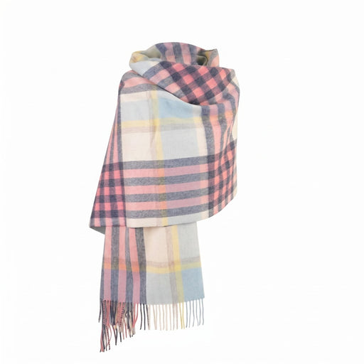 Edinburgh Lambswool Chequer Tartan Stole – Pastel Pink - CHEQUER TARTAN - PASTEL PINK - Heritage Of Scotland -
