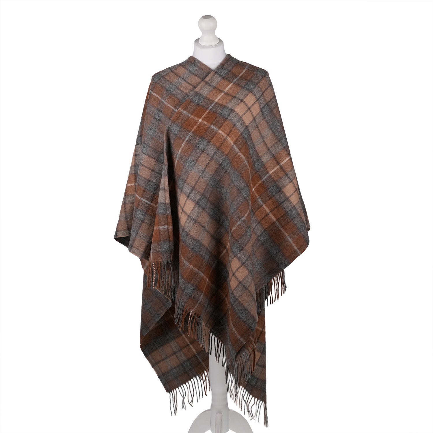 Edinburgh Lambswool Long Tartan Cape Buchanan Natural - Heritage Of Scotland - BUCHANAN NATURAL