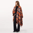 Edinburgh Lambswool Long Tartan Cape - Cragg Check Ginger - Heritage Of Scotland -