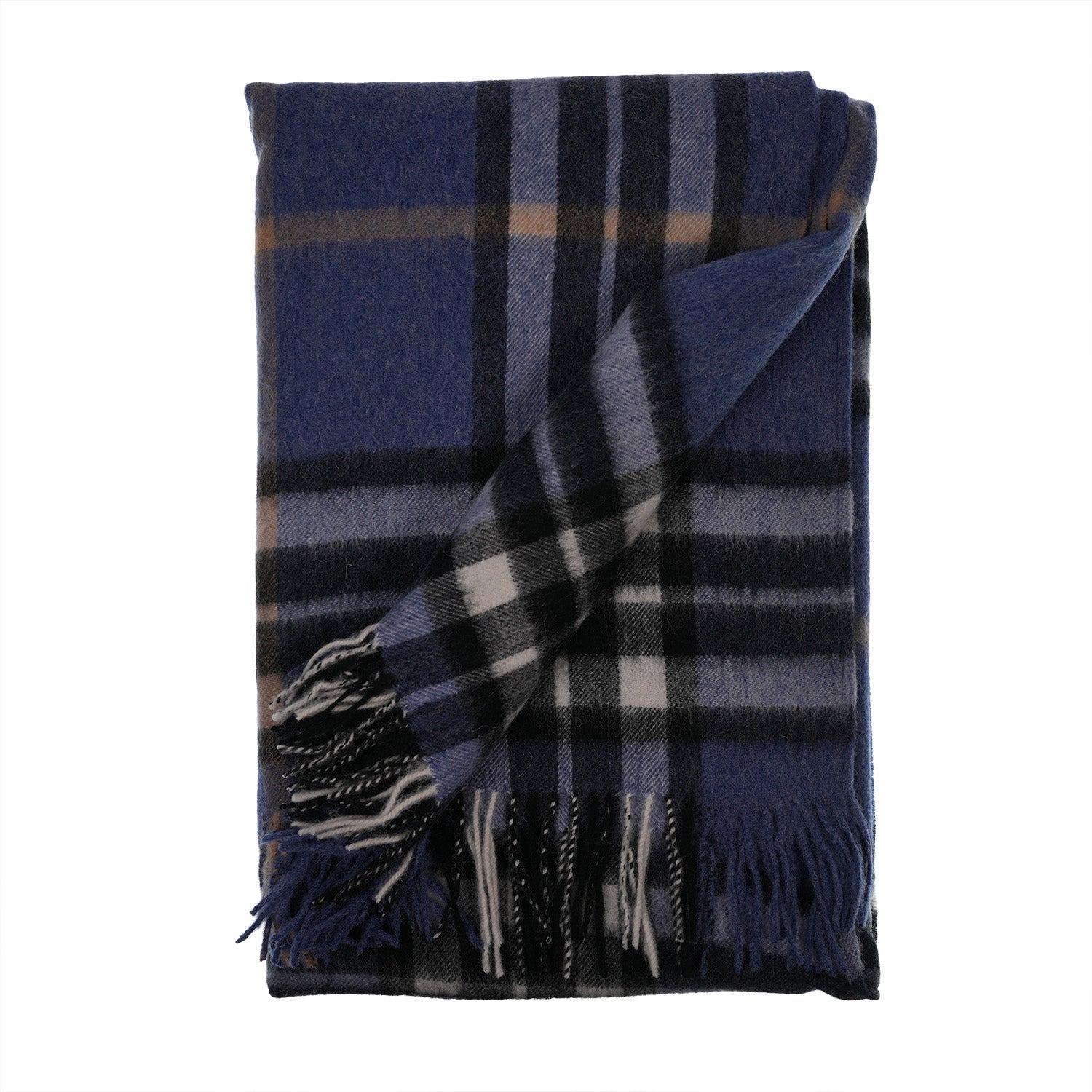 Edinburgh Lambswool Long Tartan Cape Enlarged Off Ctr Scotty Thom Denim - Heritage Of Scotland - ENLARGED OFF CTR SCOTTY THOM DENIM