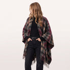 Edinburgh Lambswool Long Tartan Cape - Graded Block Check - Dress Black - Heritage Of Scotland -