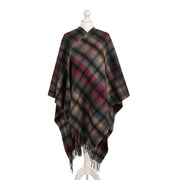 Edinburgh Lambswool Long Tartan Cape - Graded Block Check - Dress Black - Heritage Of Scotland - GRADED BLOCK CHECK - DRESS BLACK