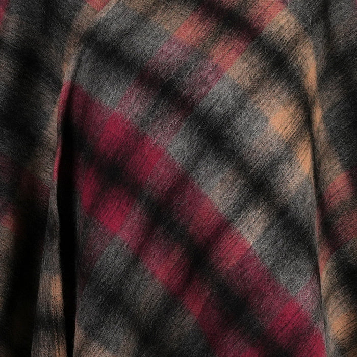 Edinburgh Lambswool Long Tartan Cape - Graded Block Check - Dress Black - Heritage Of Scotland - GRADED BLOCK CHECK - DRESS BLACK