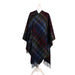 Edinburgh Lambswool Long Tartan Cape - Heritage Of Scotland - GRADED BLOCK CHECK - INDIGO BLUE