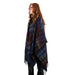 Edinburgh Lambswool Long Tartan Cape - Heritage Of Scotland - GRADED BLOCK CHECK - INDIGO BLUE