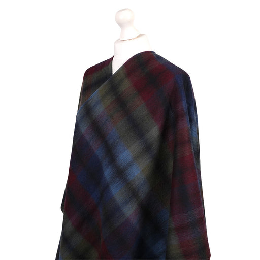 Edinburgh Lambswool Long Tartan Cape - Heritage Of Scotland - GRADED BLOCK CHECK - INDIGO BLUE
