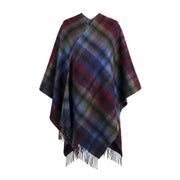 Edinburgh Lambswool Long Tartan Cape - Heritage Of Scotland - GRADED BLOCK CHECK - INDIGO BLUE