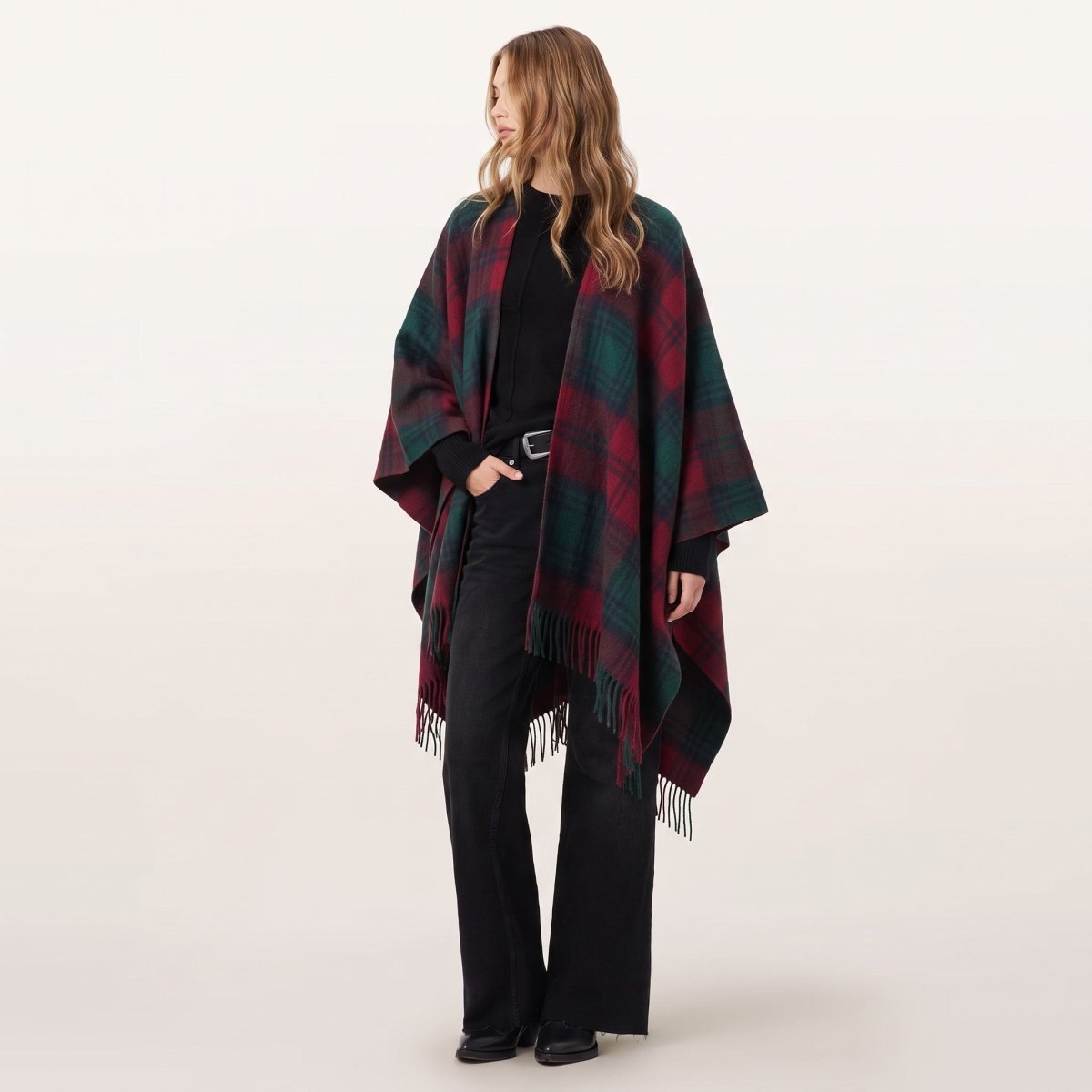 Edinburgh Lambswool Long Tartan Cape - Lindsay - Heritage Of Scotland -