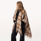 Edinburgh Lambswool Long Tartan Cape - Mackellar Natural - Heritage Of Scotland -