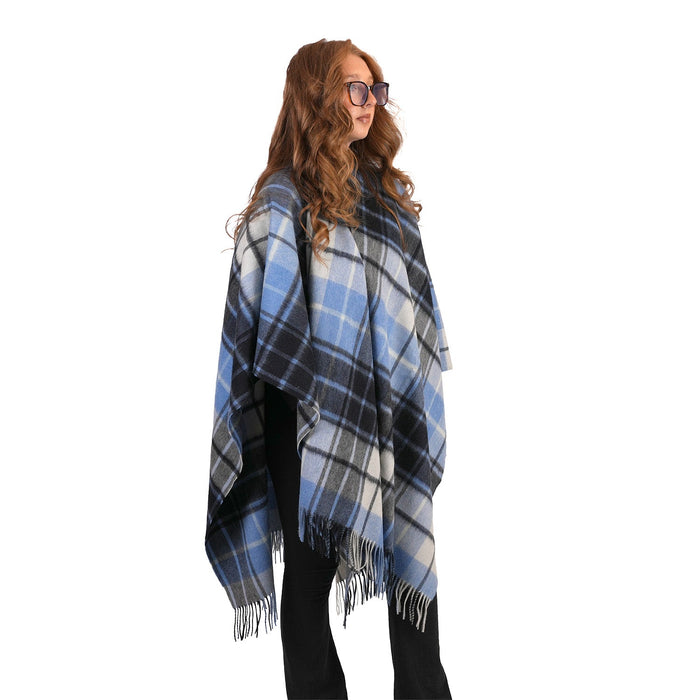 Edinburgh Lambswool Long Tartan Cape - Mill Check Eclipse - Heritage Of Scotland - MILL CHECK ECLIPSE