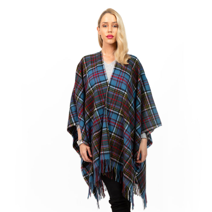 Edinburgh Lambswool Long Tartan Cape Mill Check Eclipse - Heritage Of Scotland - MILL CHECK ECLIPSE