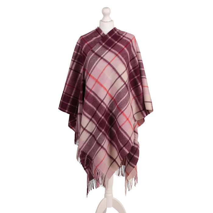 Edinburgh Lambswool Long Tartan Cape Mill Check Pink - Heritage Of Scotland - MILL CHECK PINK / One Size