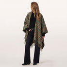 Edinburgh Lambswool Long Tartan Cape - Royal Stewart Vintage Green - Heritage Of Scotland -