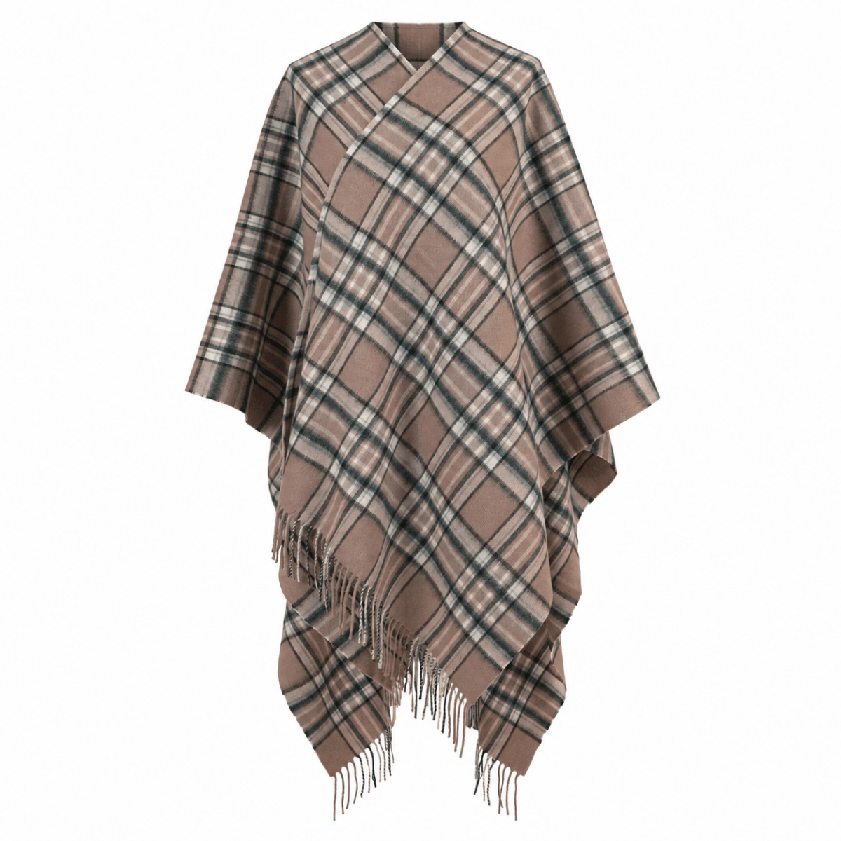 Edinburgh Lambswool Long Tartan Cape - Royal Stewart Vintage Pink - Heritage Of Scotland -