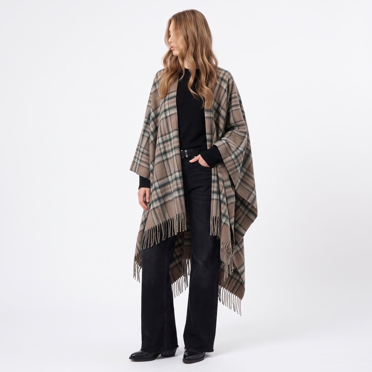 Edinburgh Lambswool Long Tartan Cape - Royal Stewart Vintage Pink - Heritage Of Scotland -