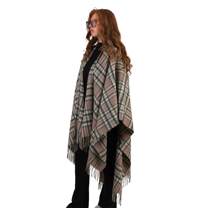 Edinburgh Lambswool Long Tartan Cape - Royal Stewart Vintage Pink - Heritage Of Scotland - ROYAL STEWART VINTAGE PINK