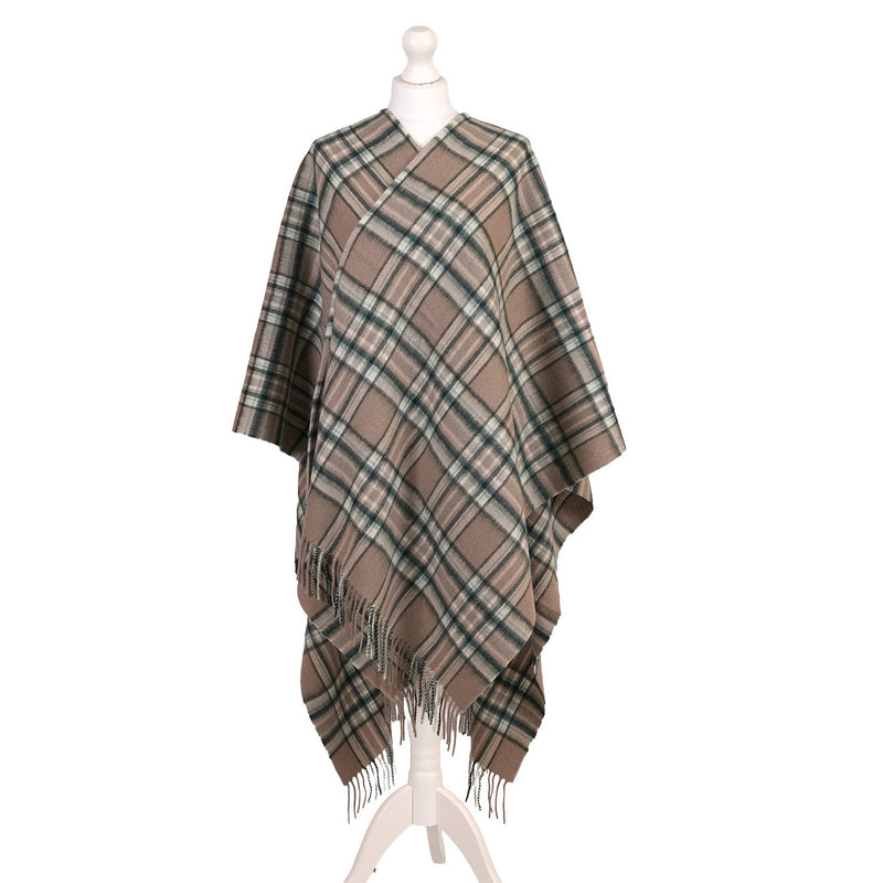 Edinburgh Lambswool Long Tartan Cape - Royal Stewart Vintage Pink - Heritage Of Scotland - ROYAL STEWART VINTAGE PINK