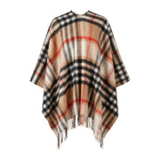 Edinburgh Lambswool Mini Cape – Classic Check Lightweight Wrap - Heritage Of Scotland - CHEQUER CAMEL