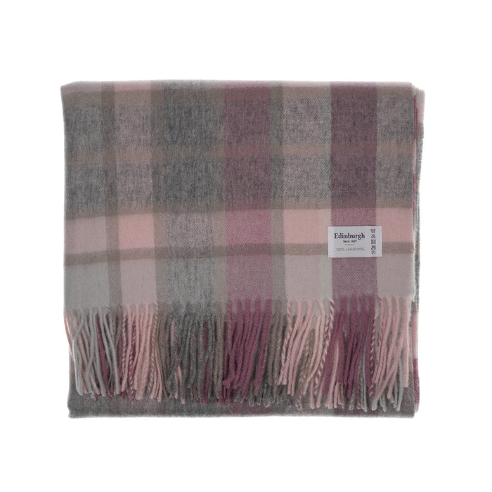 Edinburgh Lambswool Stole - Heritage Of Scotland - ARTILLERY CHECK LIGHT PINK