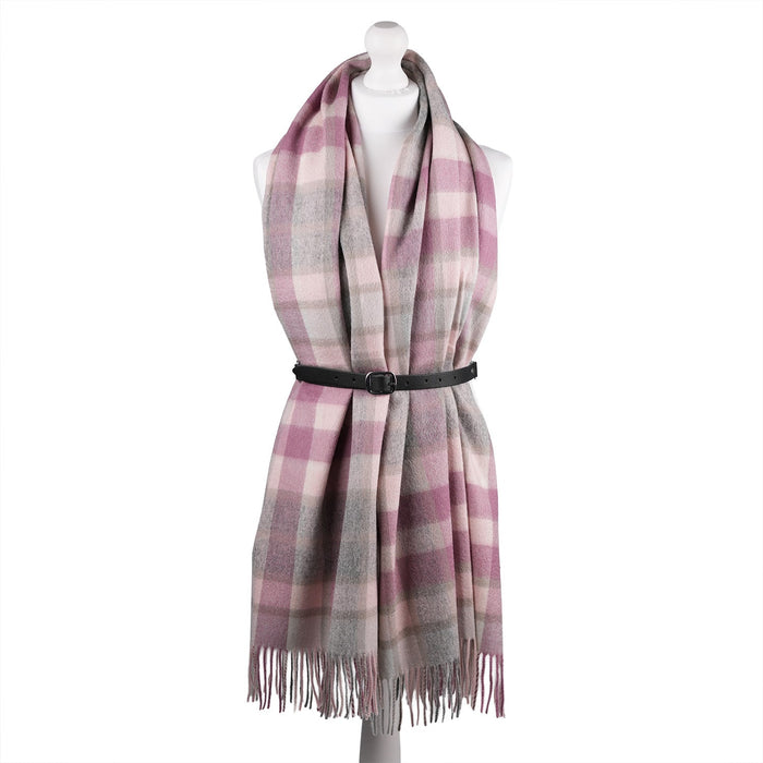 Edinburgh Lambswool Stole - Heritage Of Scotland - ARTILLERY CHECK LIGHT PINK