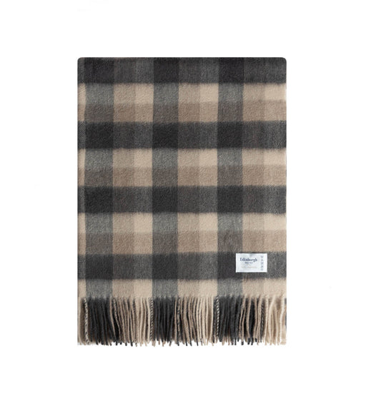 Edinburgh Lambswool Stole Big Check Natural Brown - Heritage Of Scotland - BIG CHECK NATURAL BROWN
