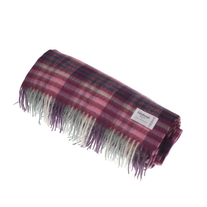 Edinburgh Lambswool Stole - Heritage Of Scotland - CLUSTER GINGHAM 27627 ASTRAL/BERRY