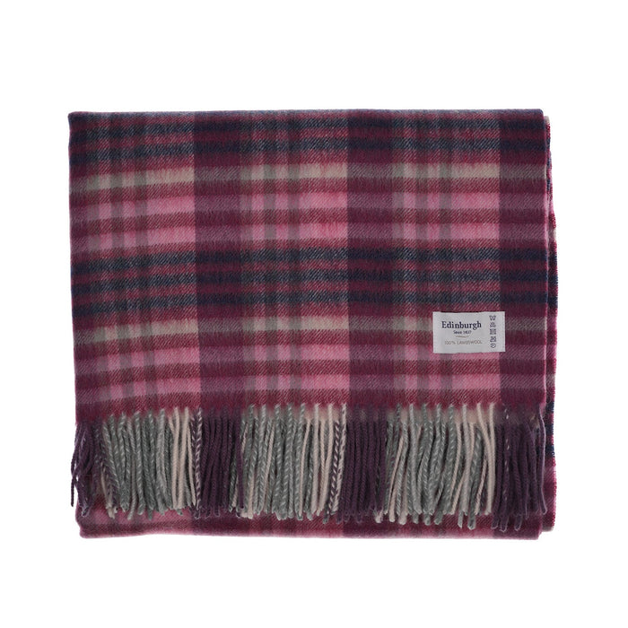 Edinburgh Lambswool Stole - Heritage Of Scotland - CLUSTER GINGHAM 27627 ASTRAL/BERRY