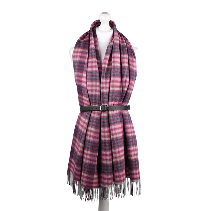 Edinburgh Lambswool Stole - Heritage Of Scotland - CLUSTER GINGHAM 27627 ASTRAL/BERRY