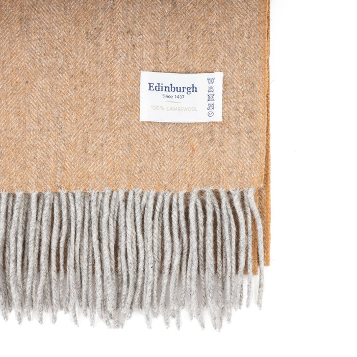 Edinburgh Lambswool Stole Light Grey Camel - Heritage Of Scotland - LIGHT GREY CAMEL