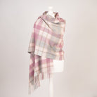 Edinburgh Lambswool Tartan Stole - Soft Luxury Check Wrap with Fringe - Artillery Check Light Pink - Heritage Of Scotland -