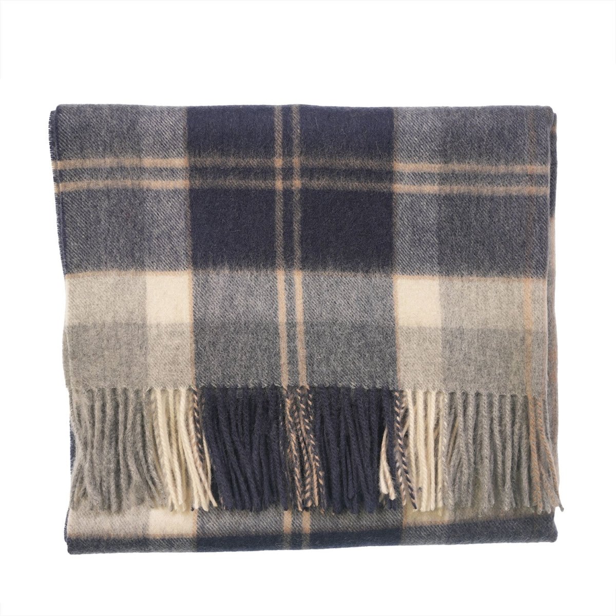 Edinburgh Lambswool Tartan Stole - Soft Luxury Check Wrap with Fringe - Bannockbane Silver - Heritage Of Scotland -