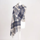 Edinburgh Lambswool Tartan Stole - Soft Luxury Check Wrap with Fringe - Bannockbane Silver - Heritage Of Scotland -