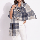 Edinburgh Lambswool Tartan Stole - Soft Luxury Check Wrap with Fringe - Bannockbane Silver - Heritage Of Scotland -
