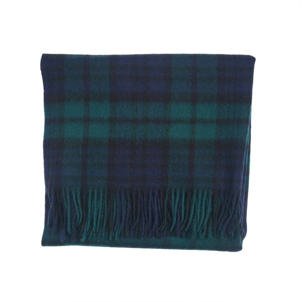 Edinburgh Lambswool Tartan Stole - Soft Luxury Check Wrap with Fringe - Black Watch - Heritage Of Scotland -