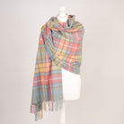 Edinburgh Lambswool Tartan Stole - Soft Luxury Check Wrap with Fringe - Buchanan Ancient - Heritage Of Scotland -
