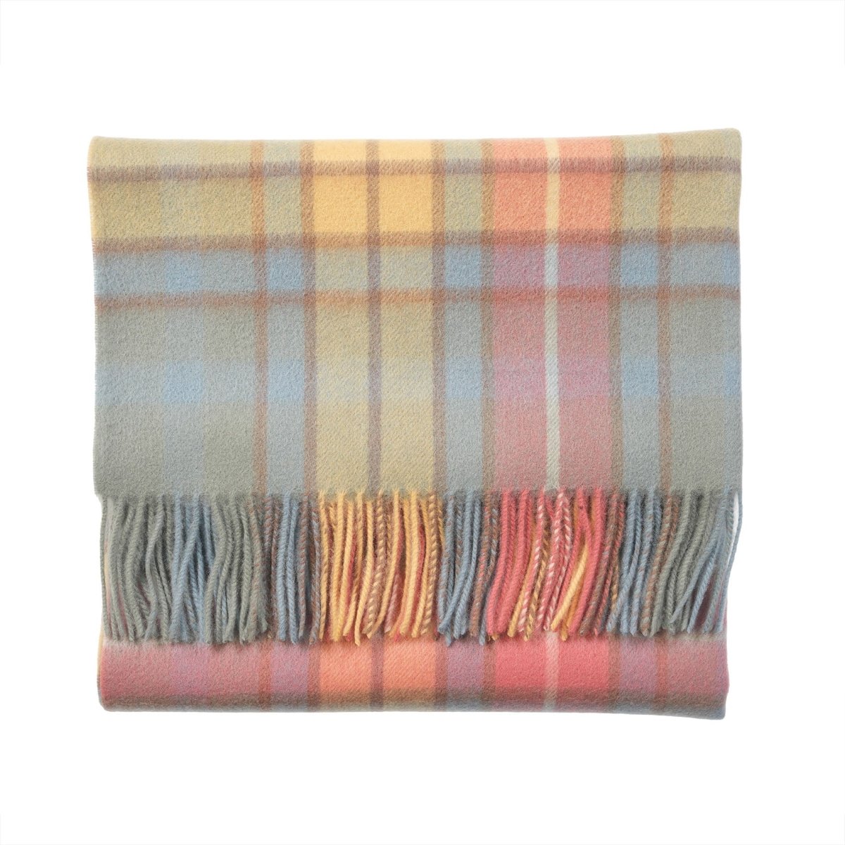 Edinburgh Lambswool Tartan Stole - Soft Luxury Check Wrap with Fringe - Buchanan Ancient - Heritage Of Scotland -